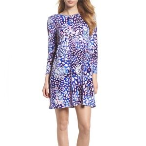 Lilly Pulitzer Olive Velvet Swing Dress Beckon Blue Sparkling Grotto Size Medium